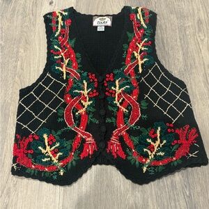Vintage Tiara international ugly Christmas sweater vest